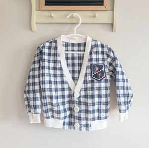 Vintage Plaid Kids Sweater with Patch